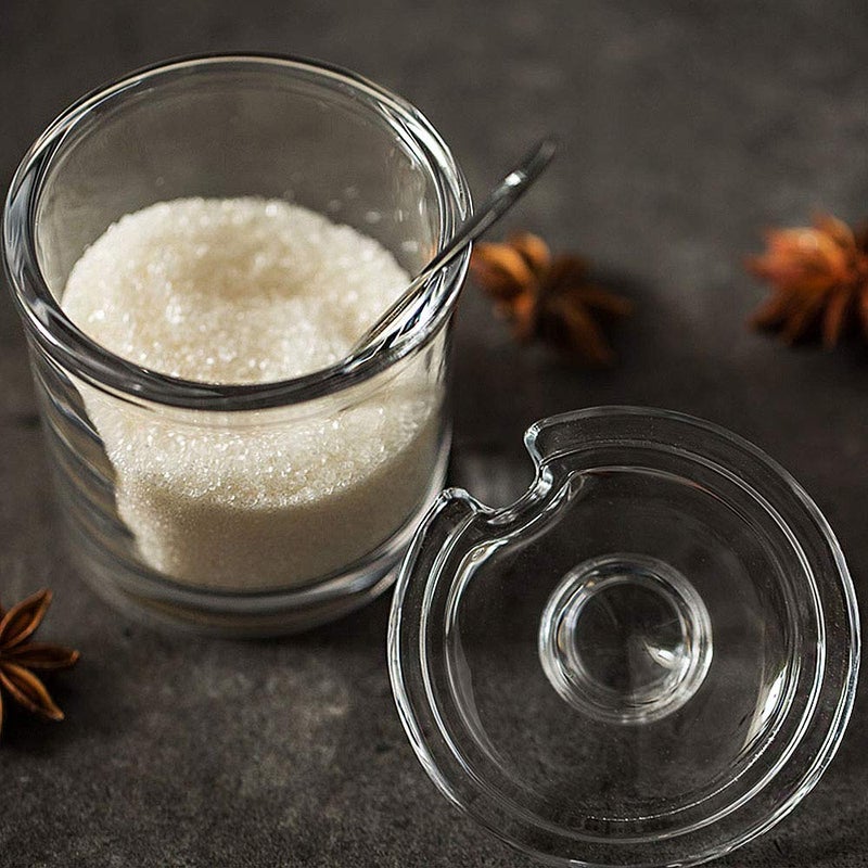 Vencer Sugar Bowl Clear Glass With Lid and Stainless Steel Sugar Serving Spoon, 6.3 Ounces (180 ML),Sugar Canister, Sugar Dispenser, VFO-027 - Image 4